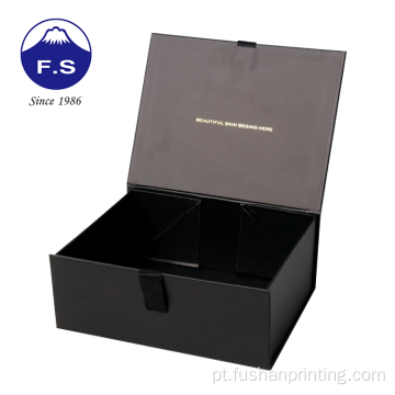 Caixa dobrável de papelão preta de fita de folha dourada personalizada